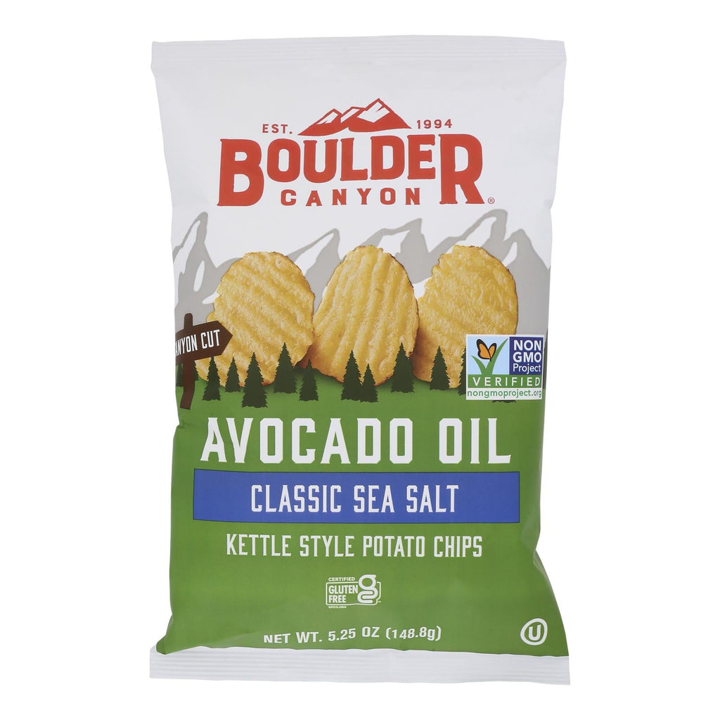 Case of 12 - Boulder Canyon Avocado Oil Potato Chips, Canyon Cut Sea Salt, 5.25 oz